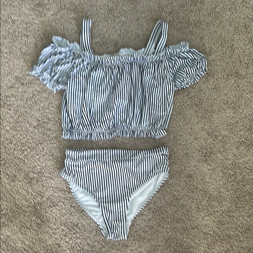 Habitual Girls Skye Stripe Off-the-Shoulder Two-Piece Bikini Swimsuit